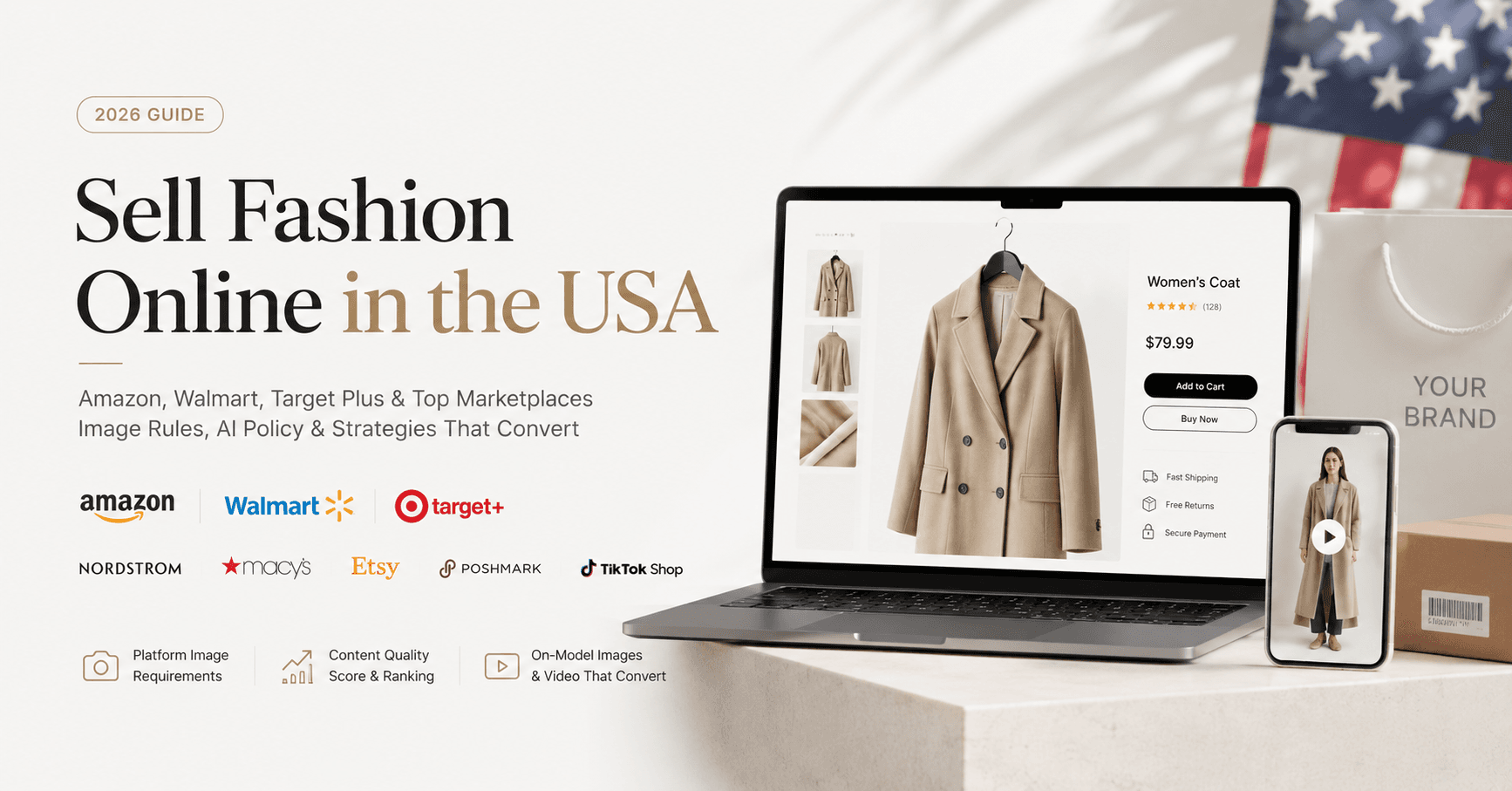 How to Sell Fashion Online in the USA 2026 — Amazon, Walmart, Target Plus Seller Guide — Studiofy