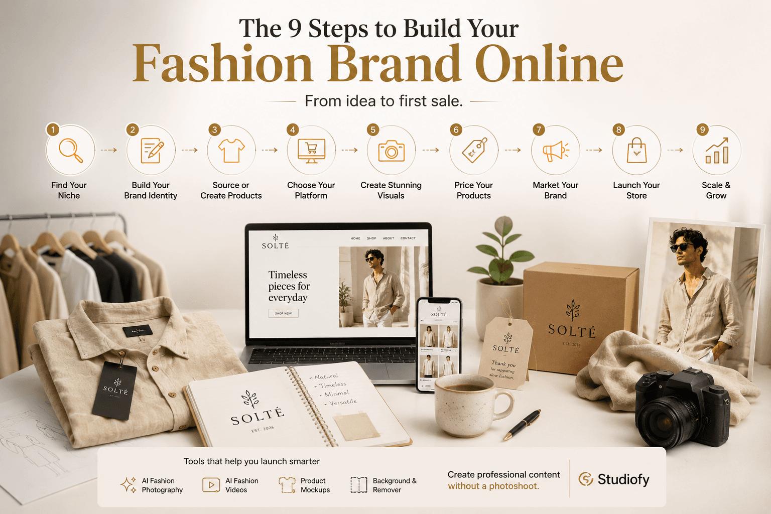 How to Start a Fashion Brand Online in 2026 — Complete Step-by-Step Guide — Studiofy