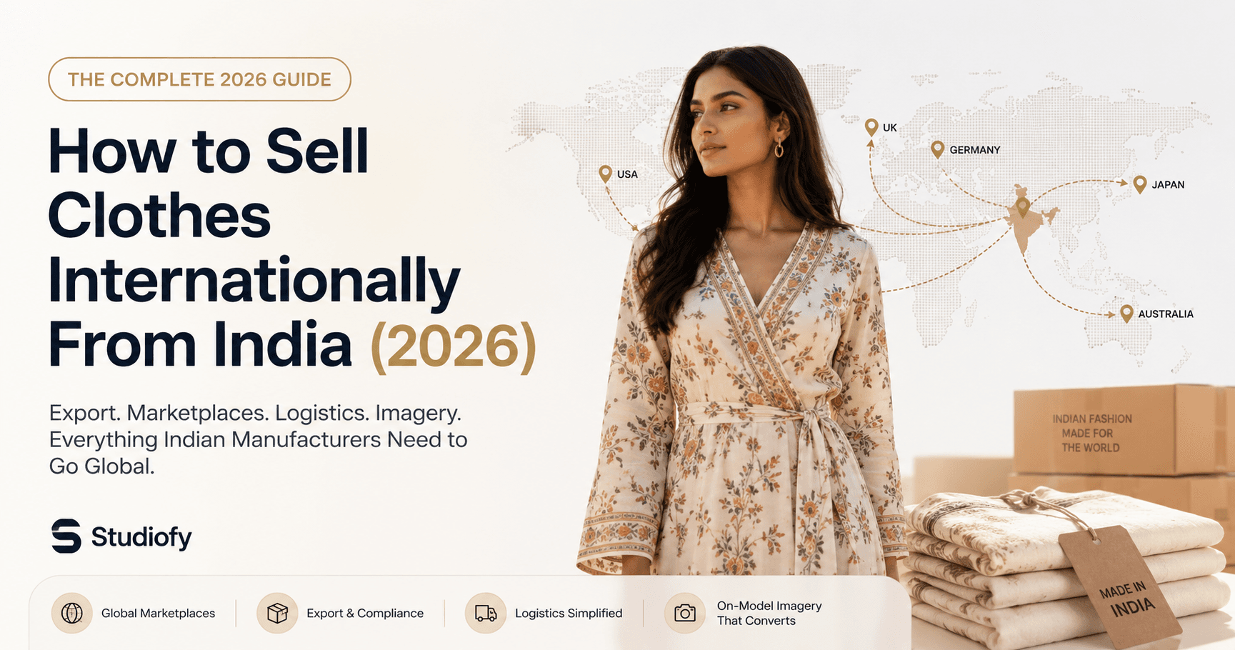 How to Sell Clothes Internationally from India 2026 — Amazon Global Selling, Etsy, Zalando, Export Guide — Studiofy