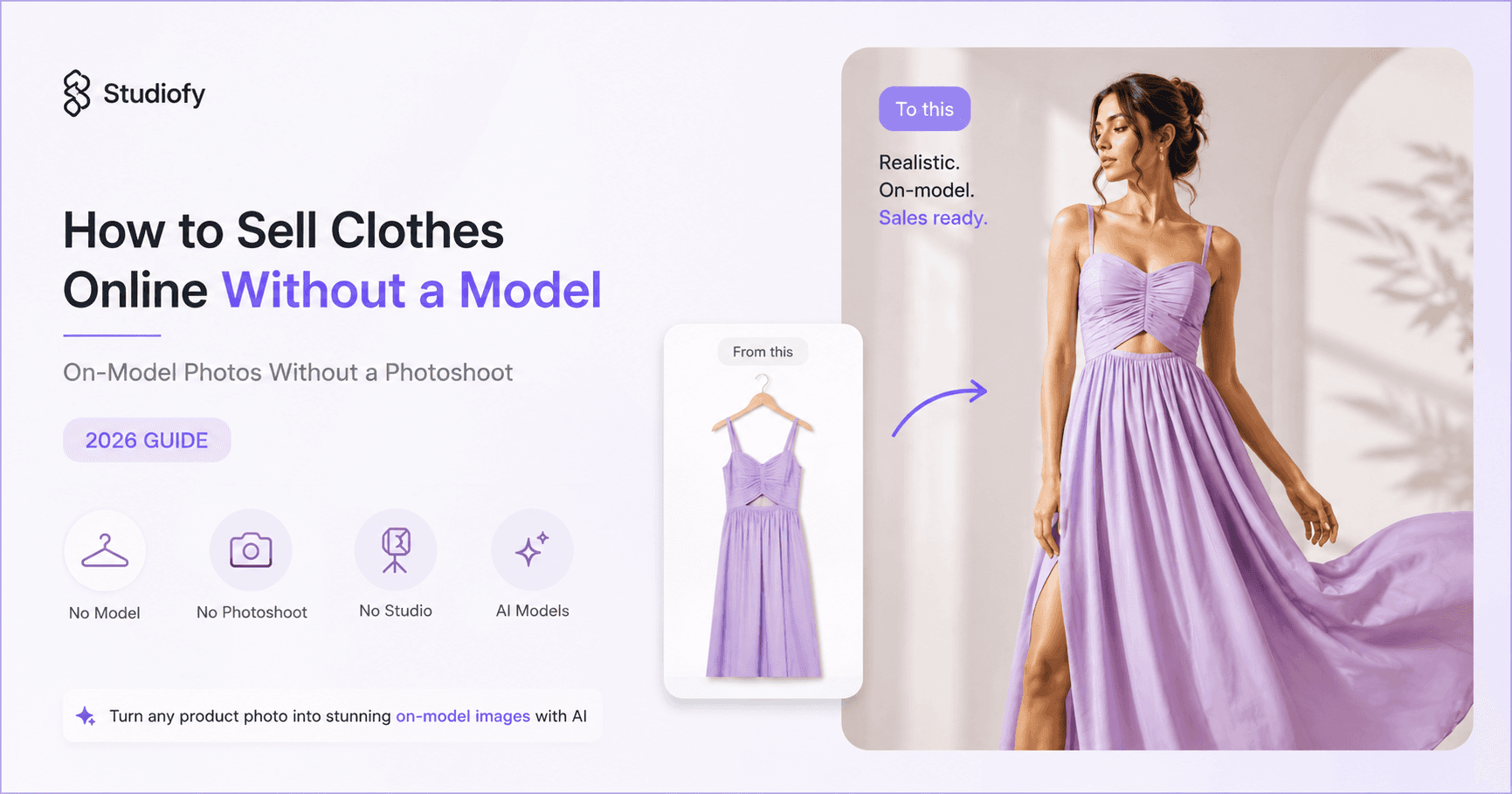 How to Sell Clothes Online Without a Model 2026 — AI Model Photography, Flat Lay vs Ghost Mannequin — Studiofy