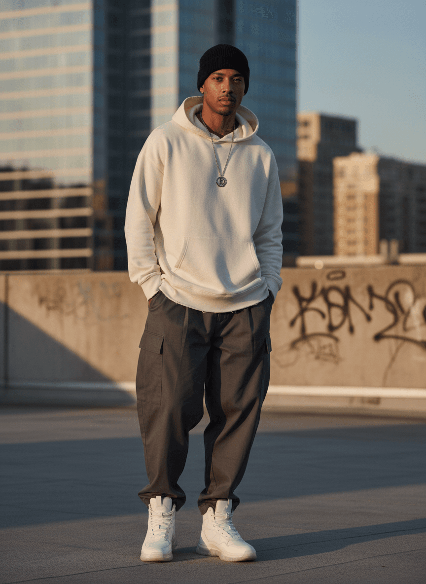 AI fashion model — streetwear urban editorial